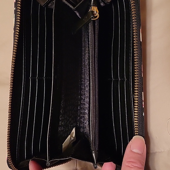 Kate Spade long zip leather wallet in pretty water color pattern - Picture 6 of 10